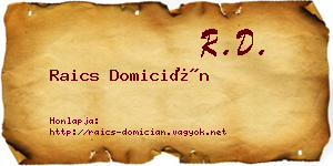 Raics Domicián névjegykártya